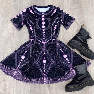 Moon Phases Pink Evil Tee Dress